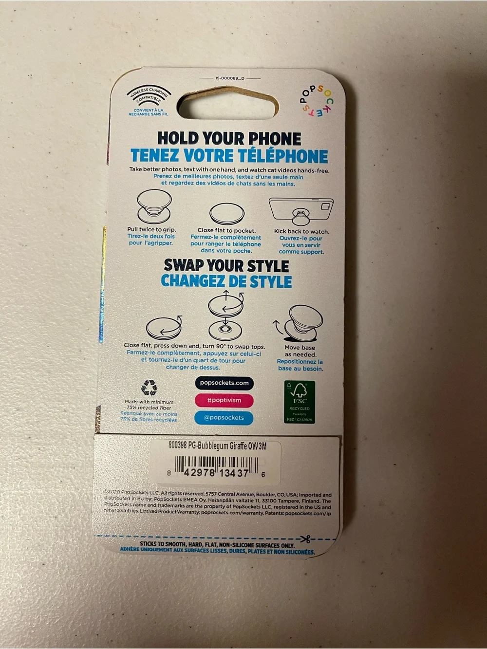 PopSockets Bubblegum Giraffe PopGrip Phone Grip & Stand – NEW